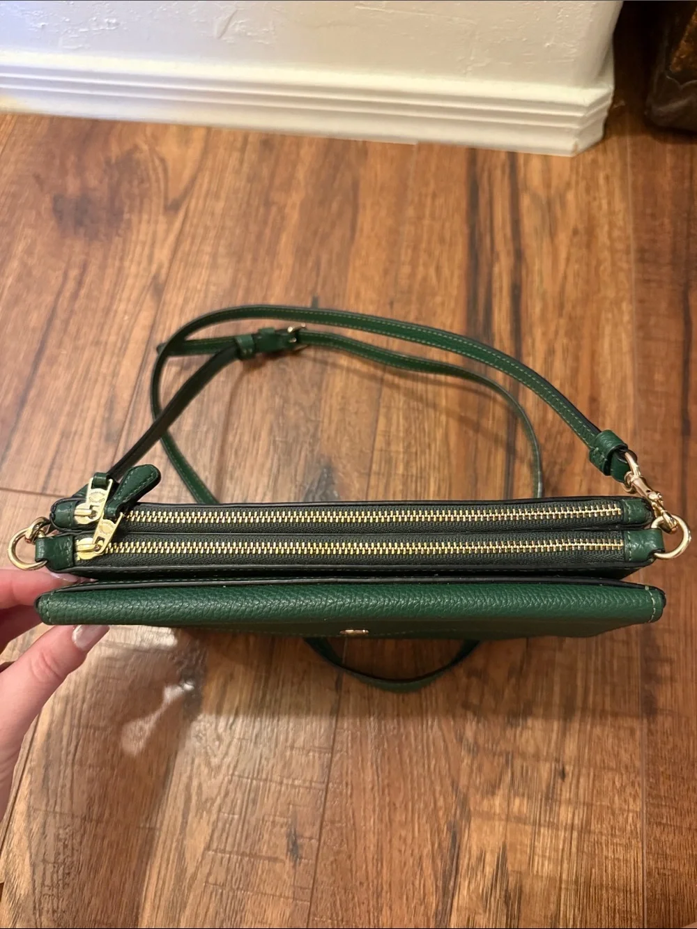 Coach Green Pebbled Leather Crossbody with Gold Snap